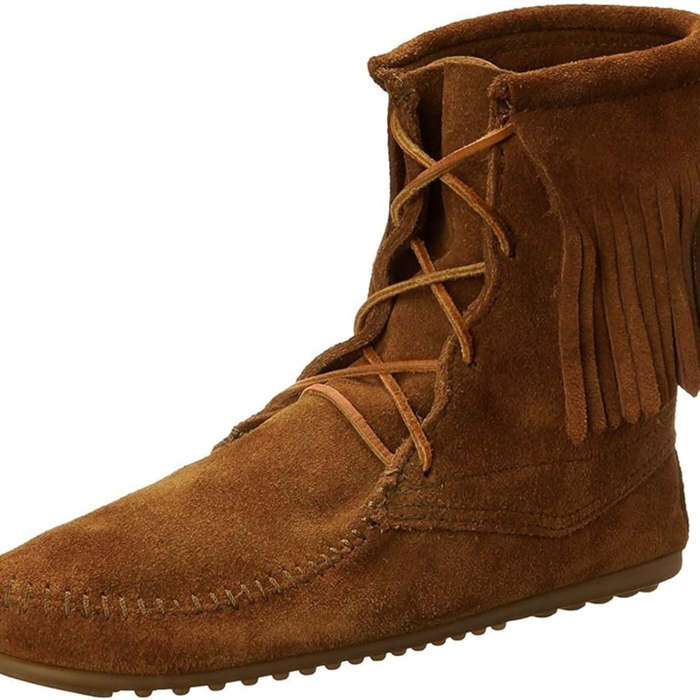 Minnetonka Tramper High Ankle Booties with Fringe